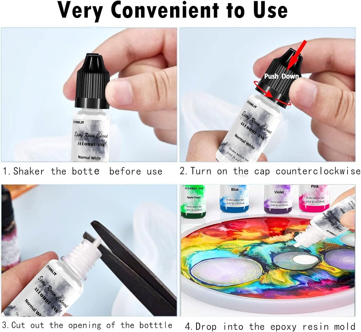 Alcohol Ink Set – 48 Bottles, Vibrant High-Concentration Alcohol-Based Inks, 10ml Each, Perfect for Resin Art, Coasters, Tumblers, Petri Dishes, and Fluid Painting