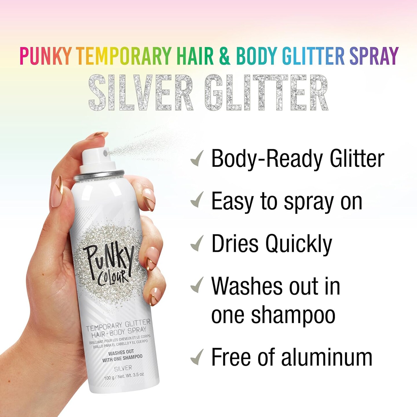 Punky Temporary Hair and Body Glitter Color Spray