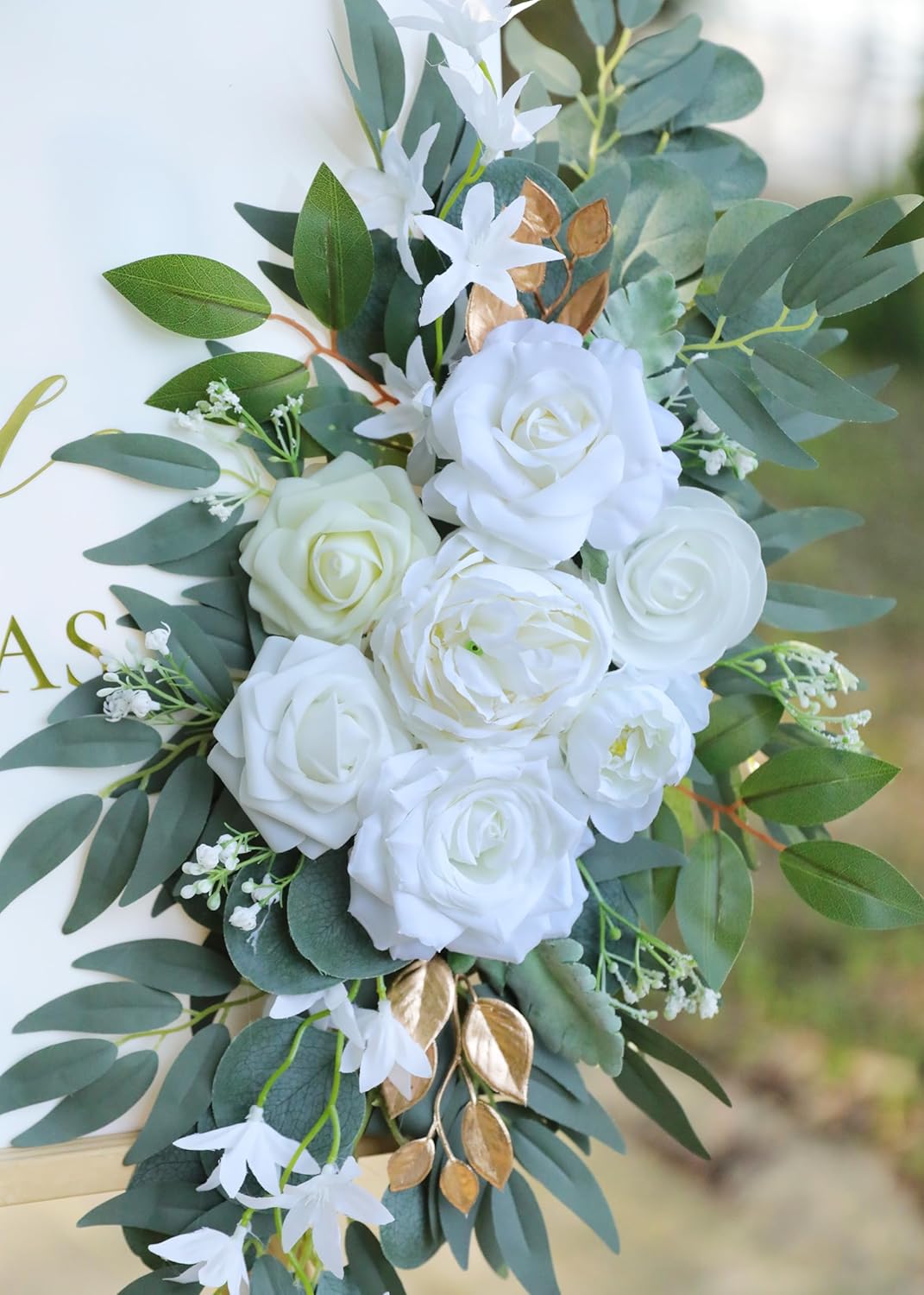 Set of 2 for Welcome Signs,Artificial White Wedding Arch Flower Swags