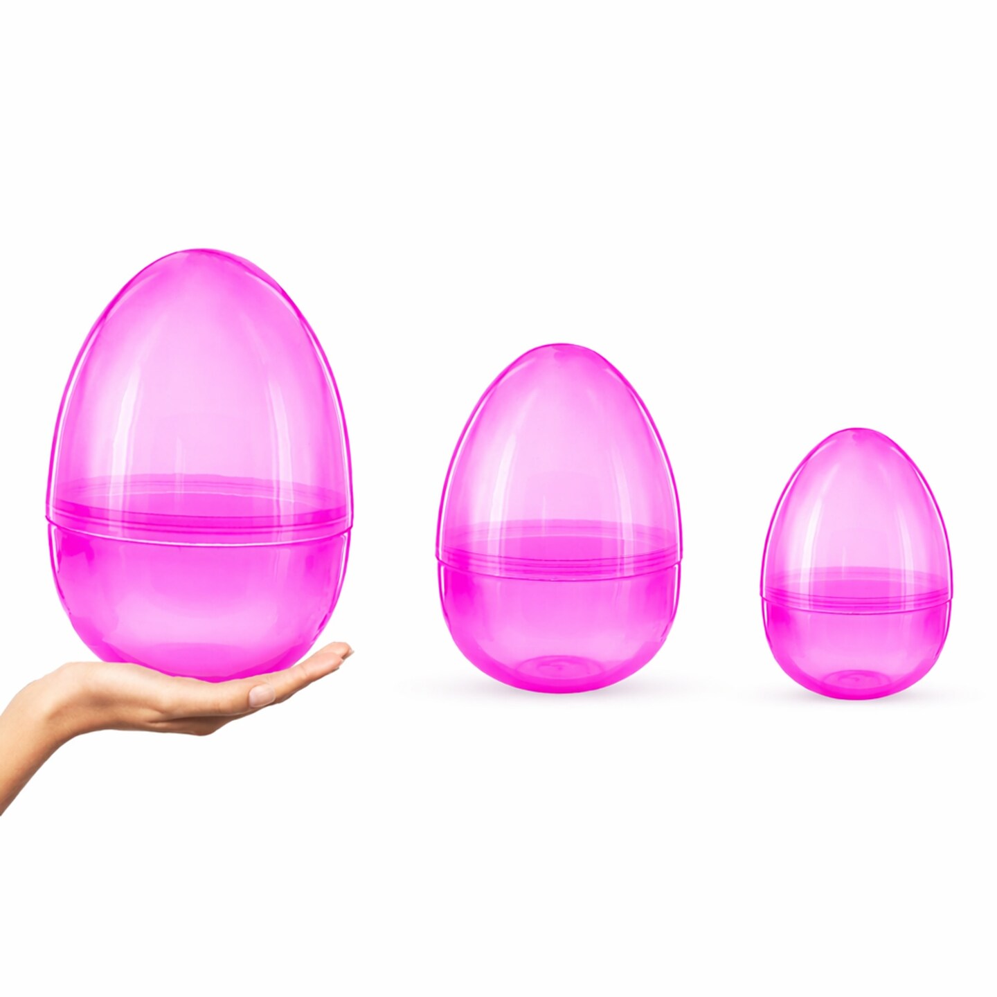 Set of 3 Giant Plastic Easter Eggs - Pink Jumbo Fillable Decor 10