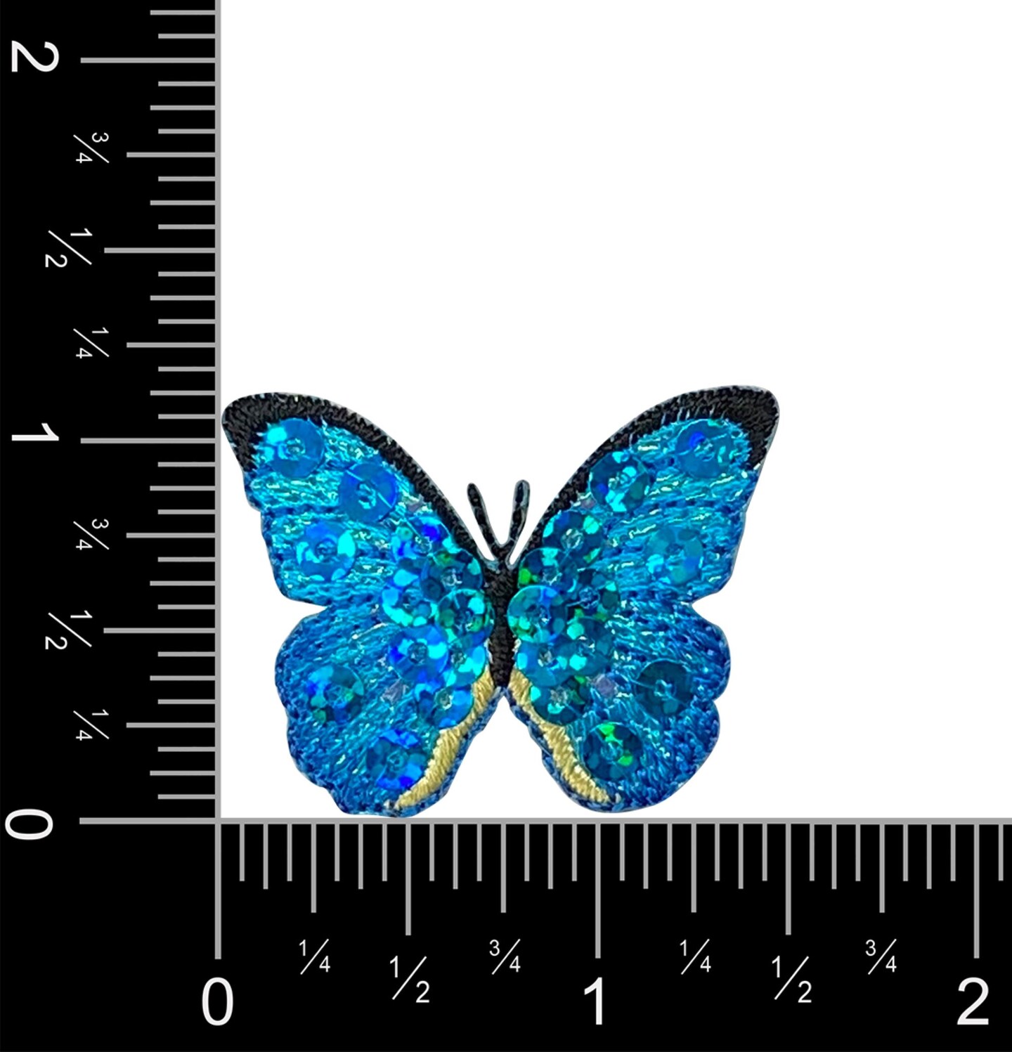 Set of 3, Blue Sequin Butterfly, Embroidered, Iron on Patch