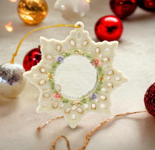 Ceramic Snowflake Ornament, Home D&#xE9;cor, Gift for Her, Gift for Mom, Kitchen D&#xE9;cor, Christmas D&#xE9;cor