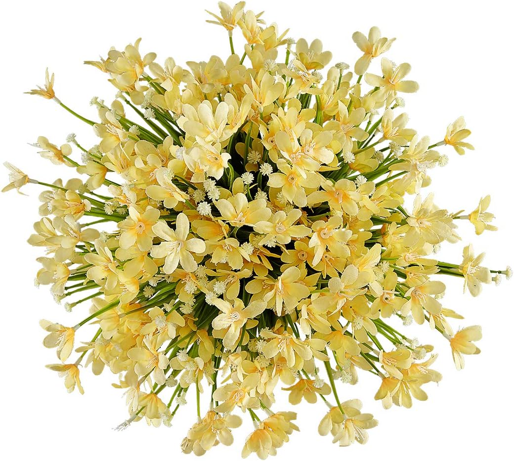 6 Bundles Artificial Daffodils Flowers, Fake Artificial Greenery (Yellow)