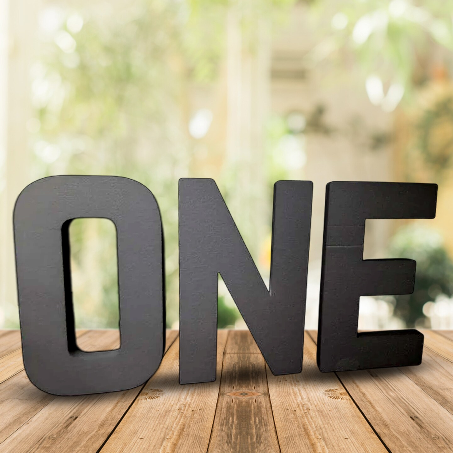 1 Count ONE Painted Black Foam Letters Jumbo Party Decor Customizable Craft Letters 24"