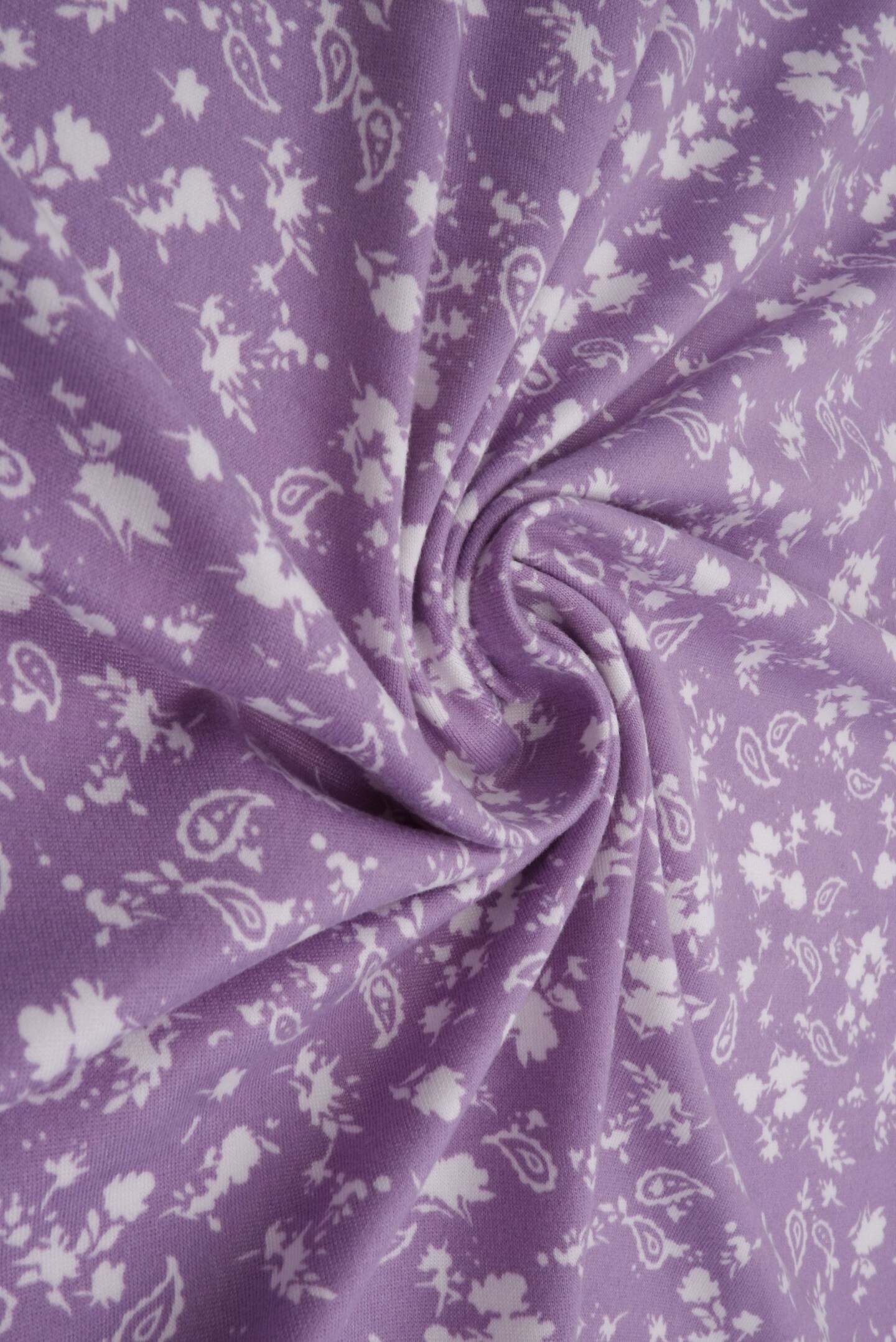 1 Yard Brushed DTY Floral Paisley Print Fabric 170 GSM, 58/60&#x2033; Wide Polyester Spandex Blend