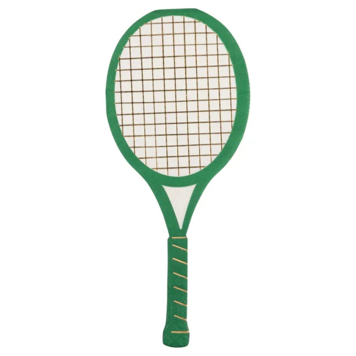 Tennis Racket Cocktail Napkins – Set of 18 | Gold Foil Tennis-Themed Paper Napkins for Parties & Events