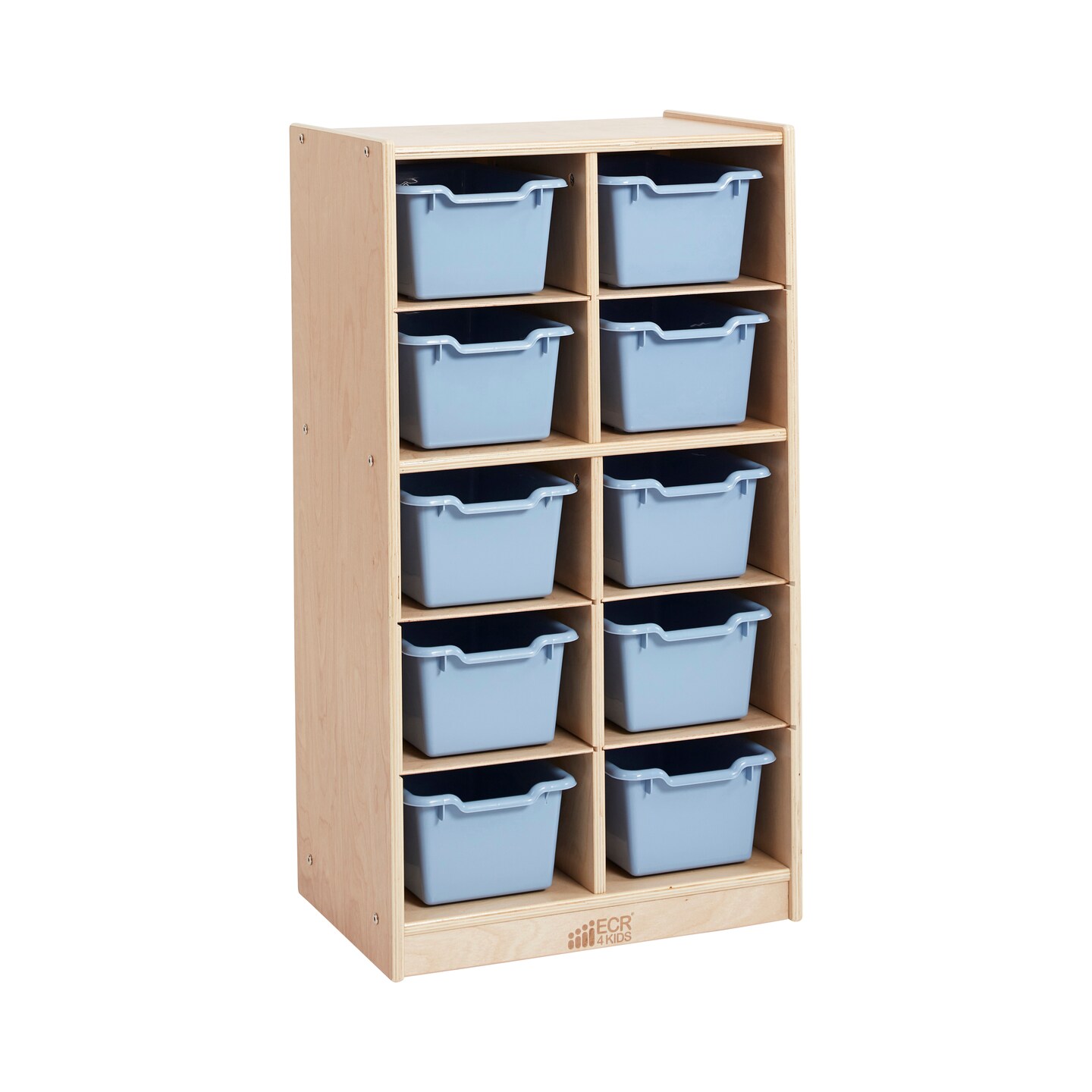10 Cubby Mobile Tray Cabinet with 10 Scoop Front Storage Bins