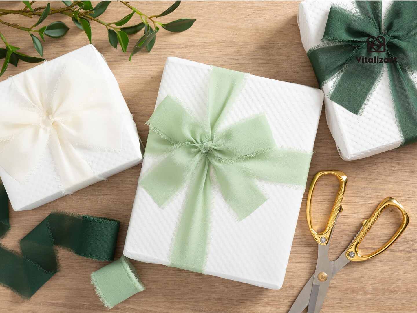 15 Rolls Chiffon Silk Ribbon Handmade Frayed Fringe 1 1/2 Inch Eco-Friendly for Christmas Gift Wrapping Wedding Invitations Bridal Bouquets Bows 30 Yards in total