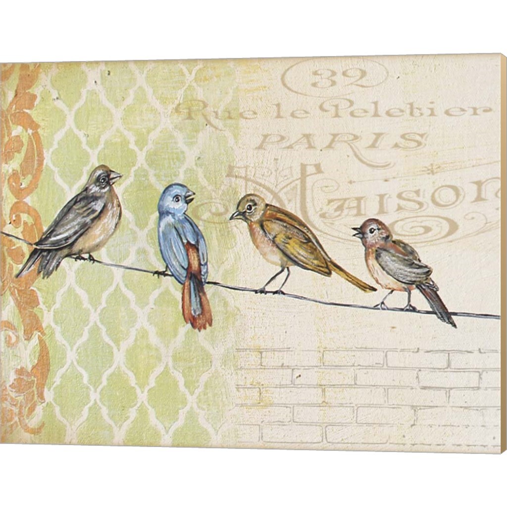 Birds Gathered On Wire - Paris Wall - A by Jean Plout 20&#x22; x 16&#x22; Canvas Wall Art