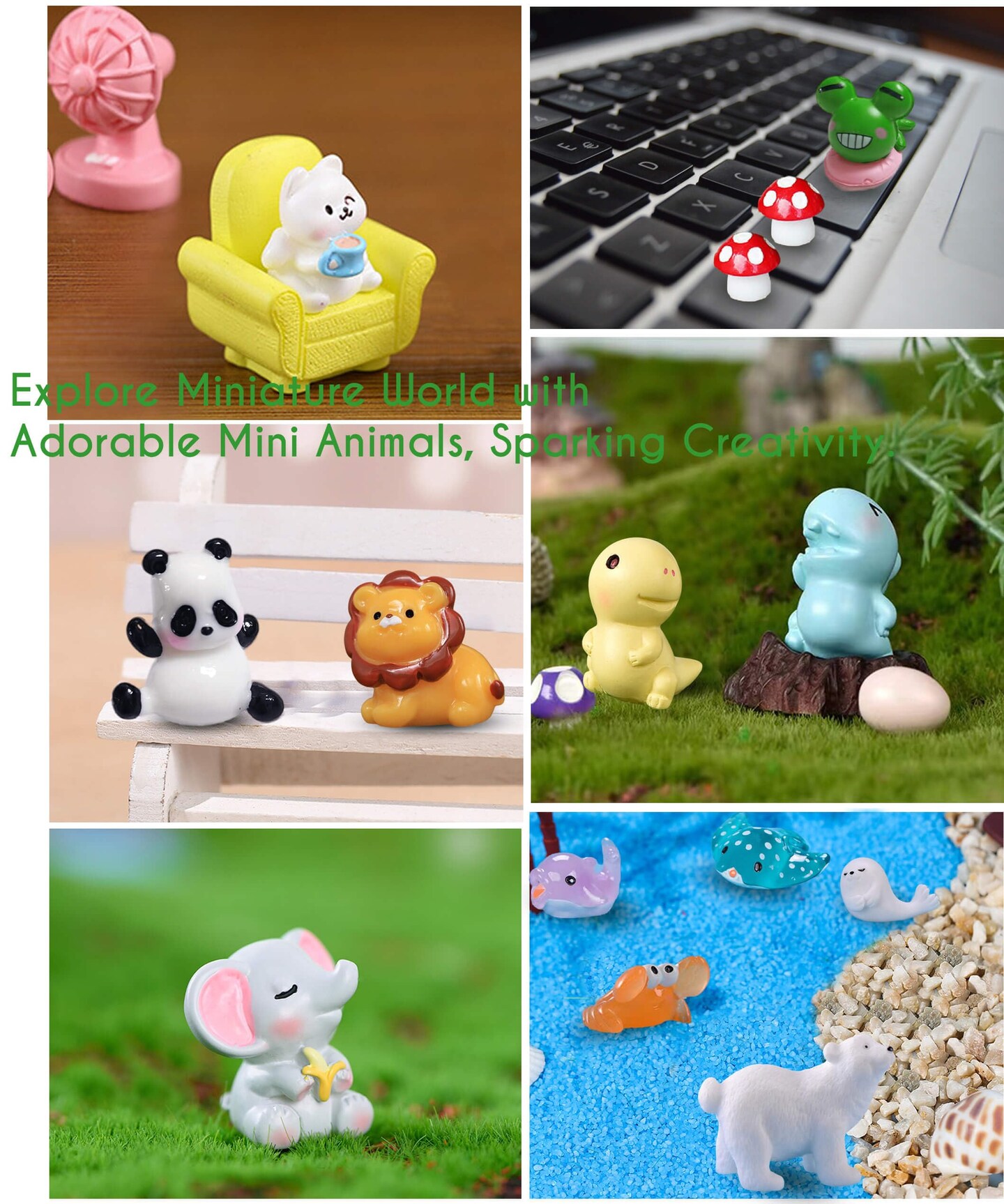 100 Pieces Mini Resin Animals Figures Set for Miniature Garden Decor - Slime Charm for Craft - Tiny Resin Animal