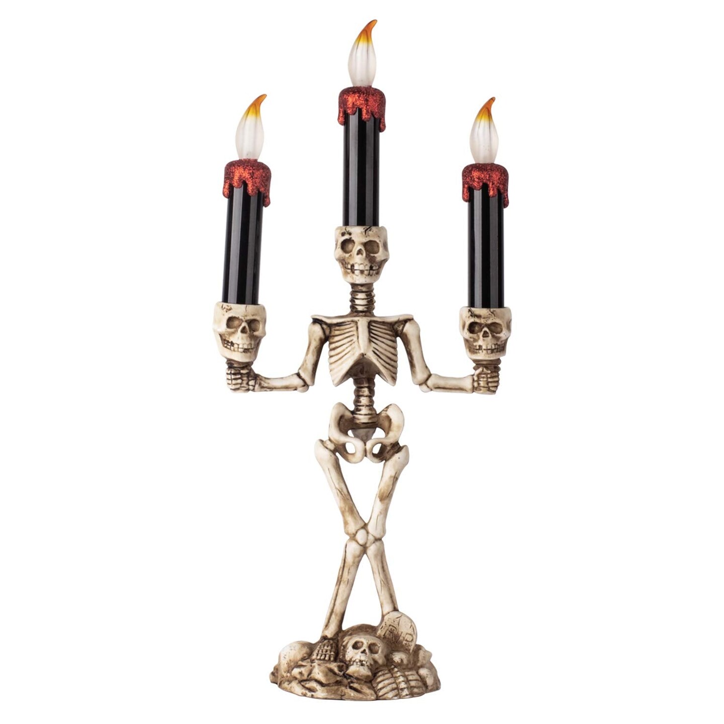 Halloween Candelabra with LED Flameless Candles Holder Battery Operated Flickering Spooky Lighting for Halloween Decorations Mental D&#xE9;cor Window Centerpieces