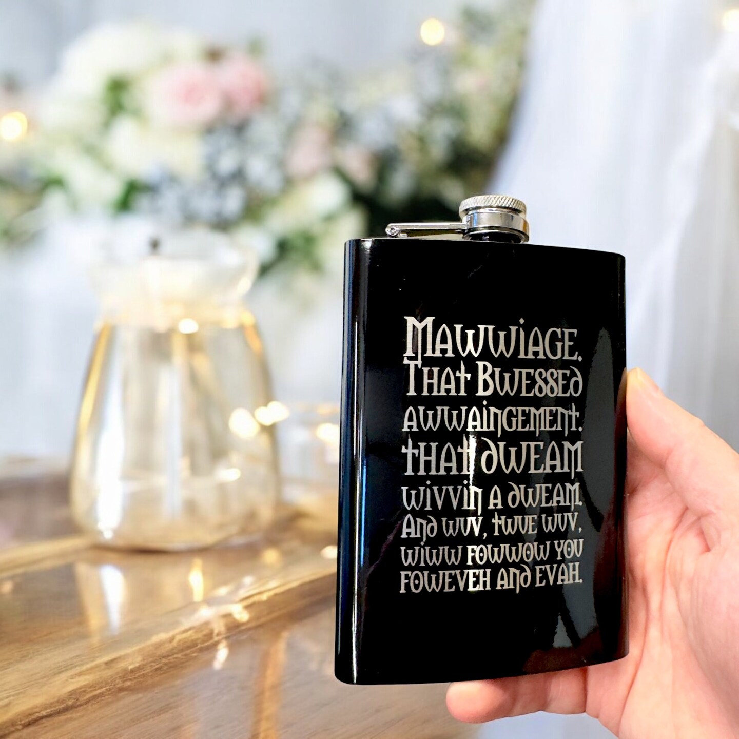 8oz BLACK Mawwiage That Bwessed Awwaingement Flask 8oz BLACK Mawwiage That Bwessed Awwaingement Flask
