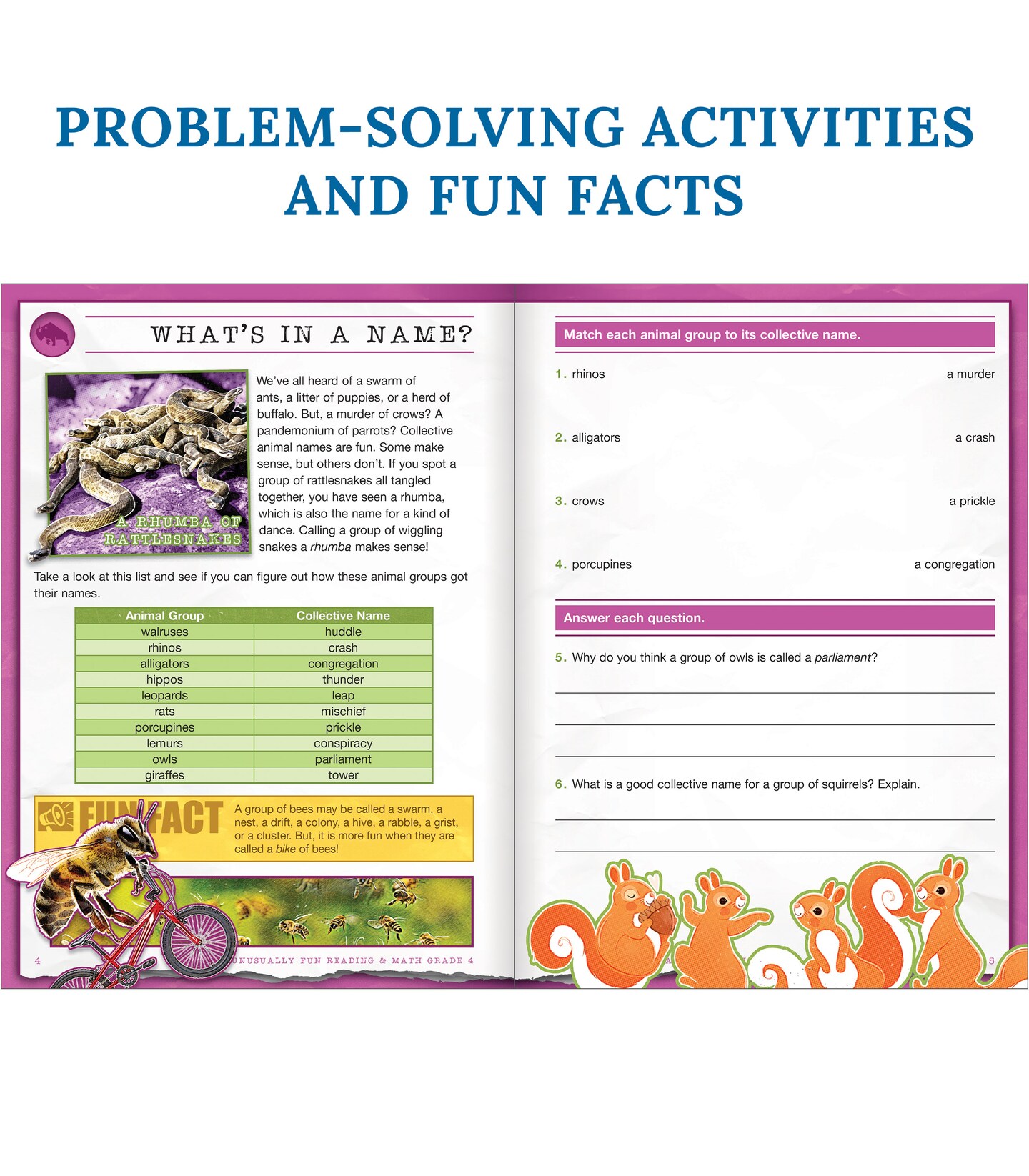 Carson Dellosa Unusually Fun Math and Reading Comprehension Grade 4 Activity Book, Puzzles, Mazes, Brain Teasers and More, Workbook With Fun Facts About Animals, Plants, Places, Anatomy and Oddities