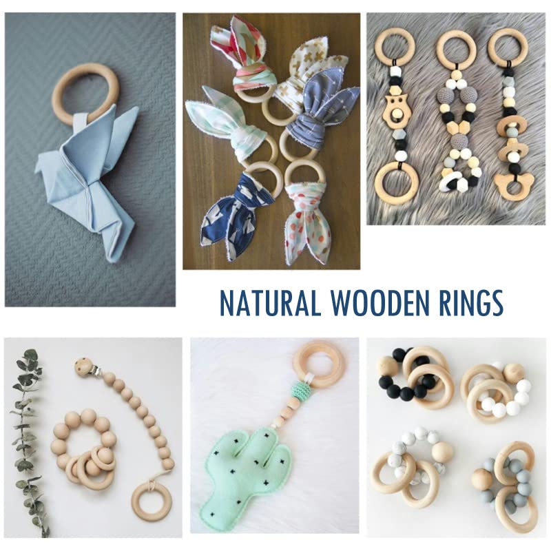 20 Pieces Natural Wood Rings for Crafts, Macrame Rings for DIY, Wooden Rings Without Paint, Pendant Connectors 55mm/2.2inch