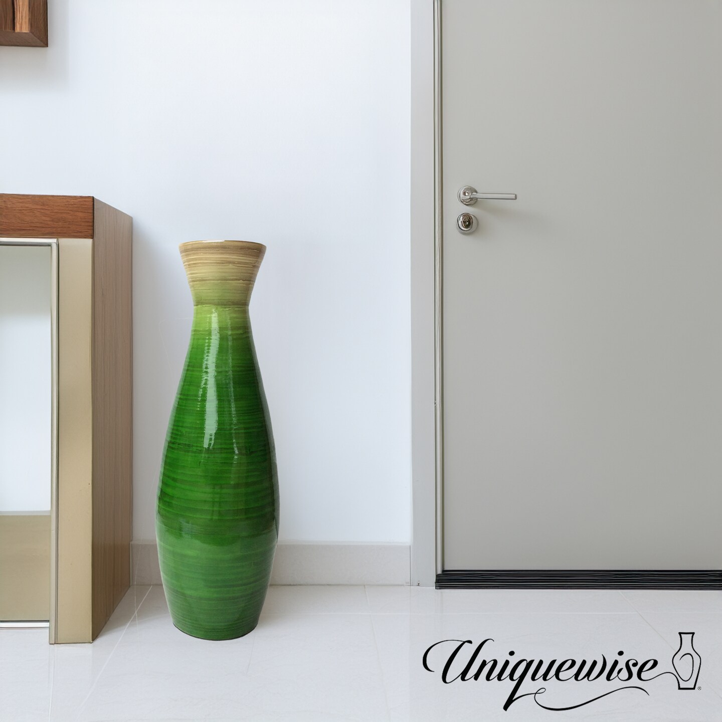 Uniquewise Classic Bamboo Floor Vase Handmade, For Dining, Living Room, Entryway, Fill Up With Dried Branches Or Flowers