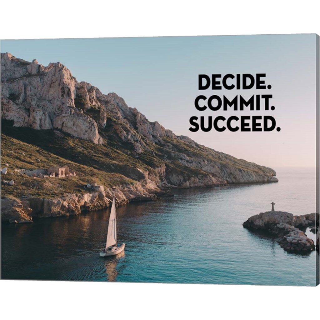Decide Commit Succeed - Sailboat Color by Color Me Happy 20&#x22; x 16&#x22; Canvas Wall Art