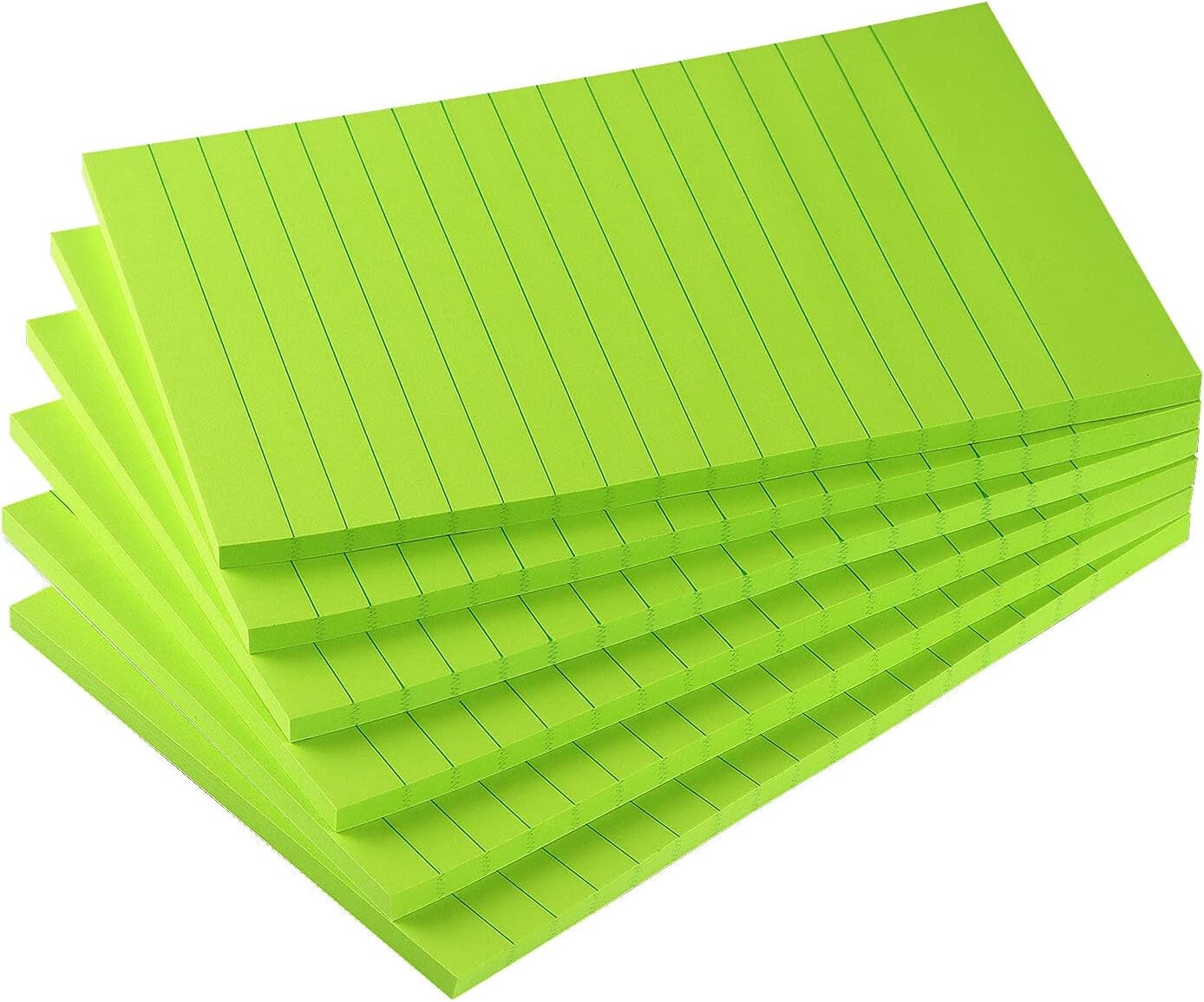 6 Pads Lined Sticky Notes with Lines 4X6 Self-Stick Notes Bright Color Sticky Notes, 45 Sheets/Pad (Yellow)