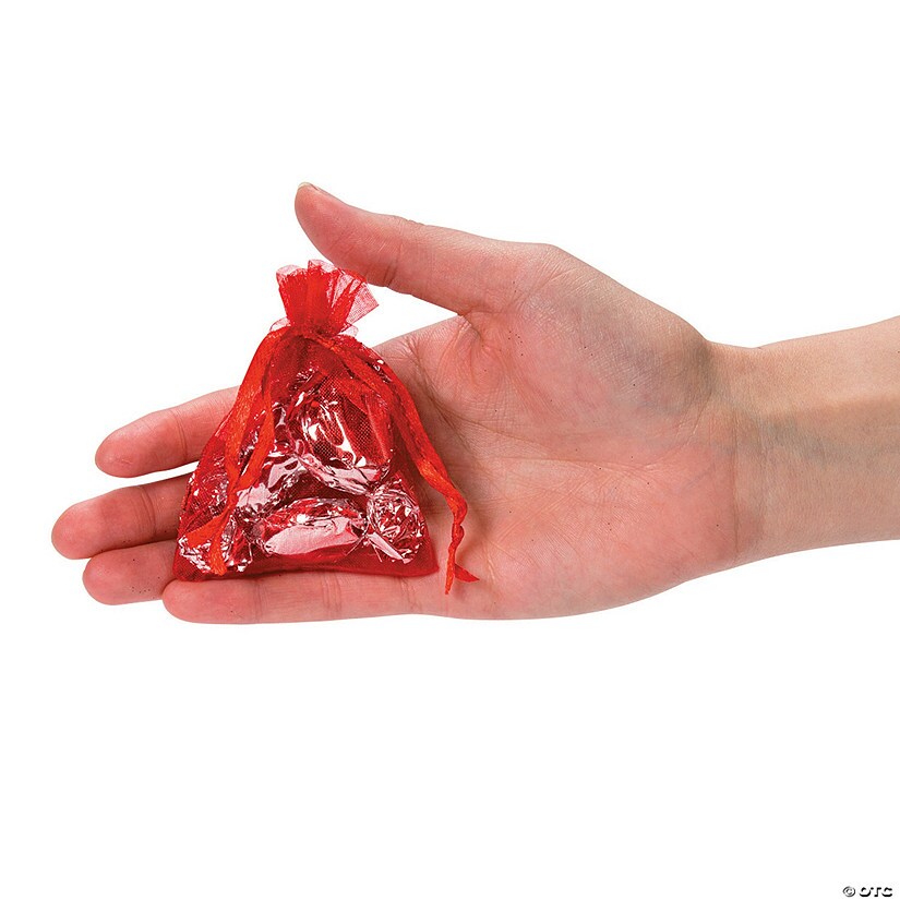 Mini Colorful Organza Drawstring Treat Bags 2 1/4&#x22; x 3 1/2&#x22; Bulk 50 Pc