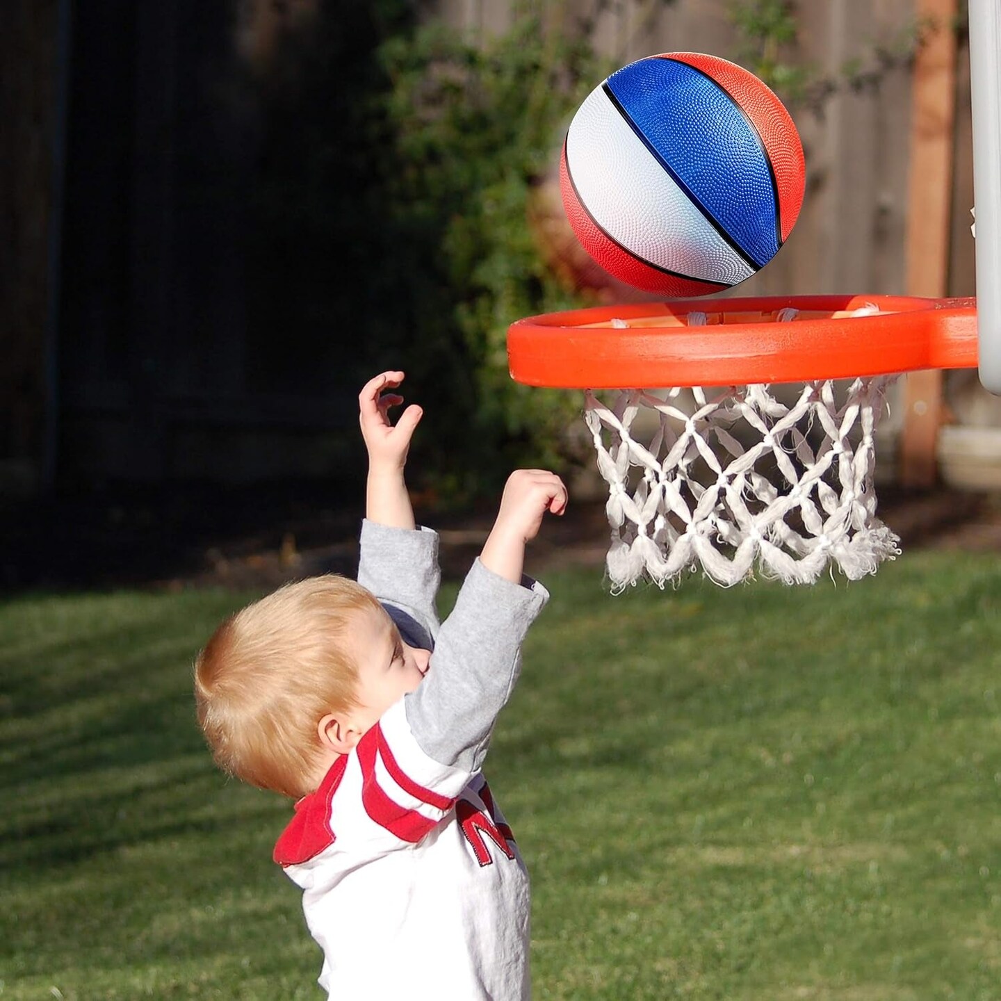 Mini Basketballs - (7 Inch, Size 3) Pack of 3 - Mini Hoop Basketball Set for Indoor, Outdoor, Pool Parties, Small Hoops Basketball Game Party Favors for Kids Patriotic Red, White and Blue Colors