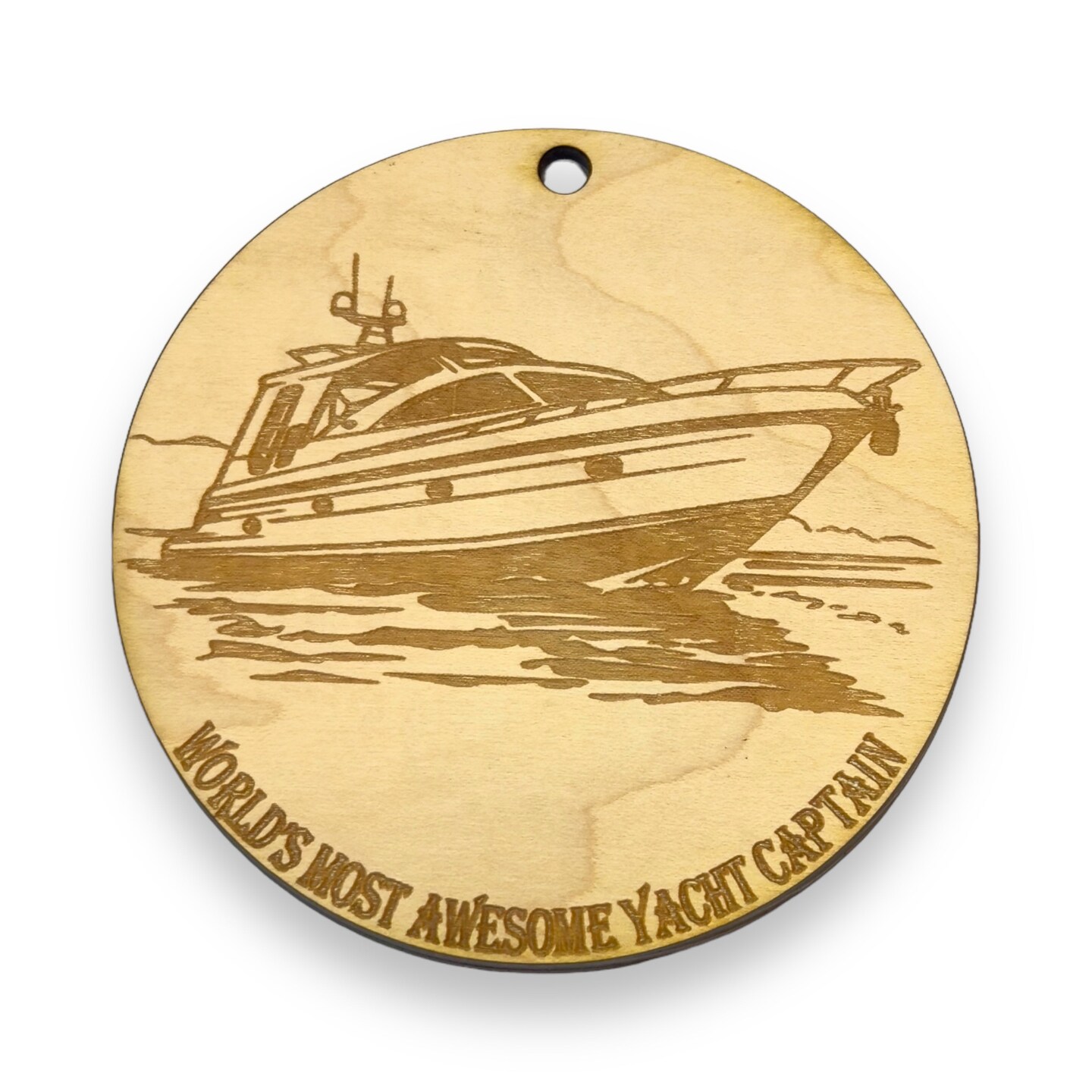 Ornament - World&#x27;s Most Awesome Yacht Captain Raw Wood