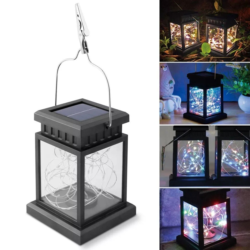 Waterproof LED Solar Lantern Hanging Light Outdoor Garden Decor Groundlevel Lamp