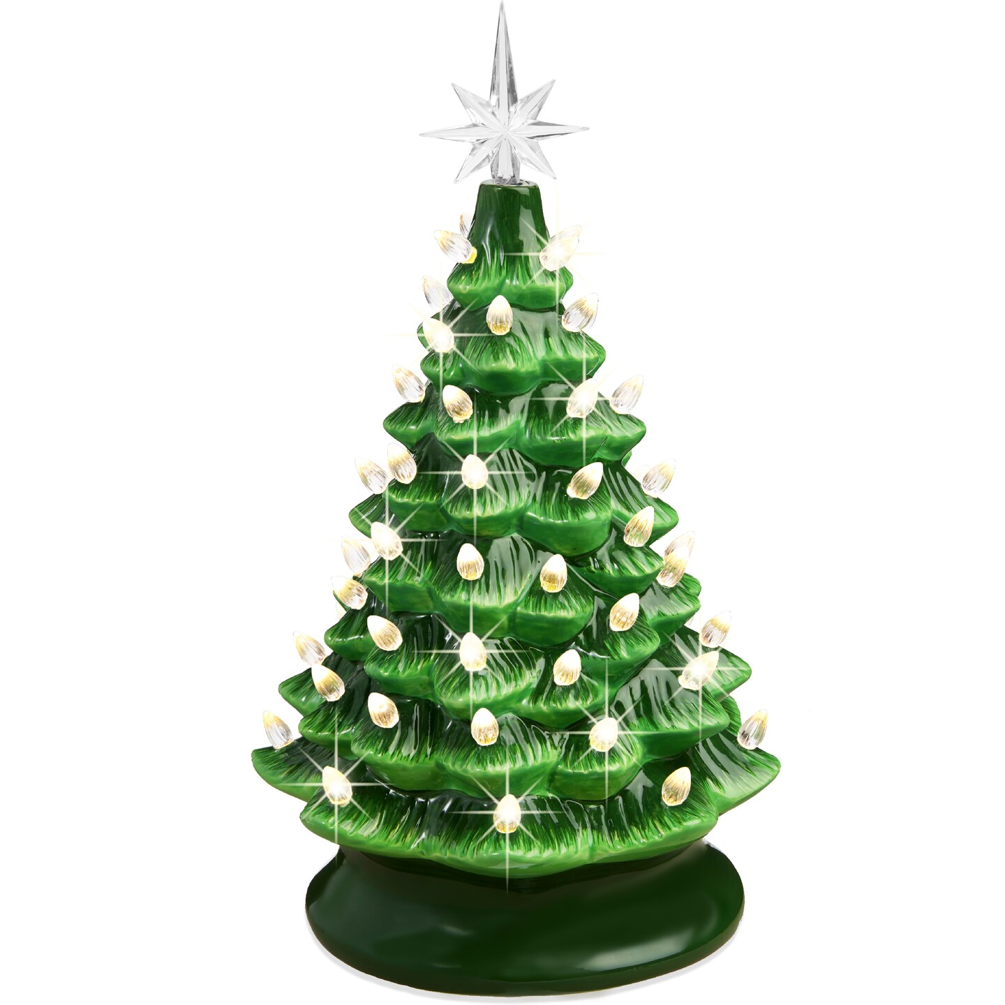 Best Choice Products 15in Ceramic Christmas Tree, Pre-lit Hand-Painted Holiday Decor w/ 64 Lights