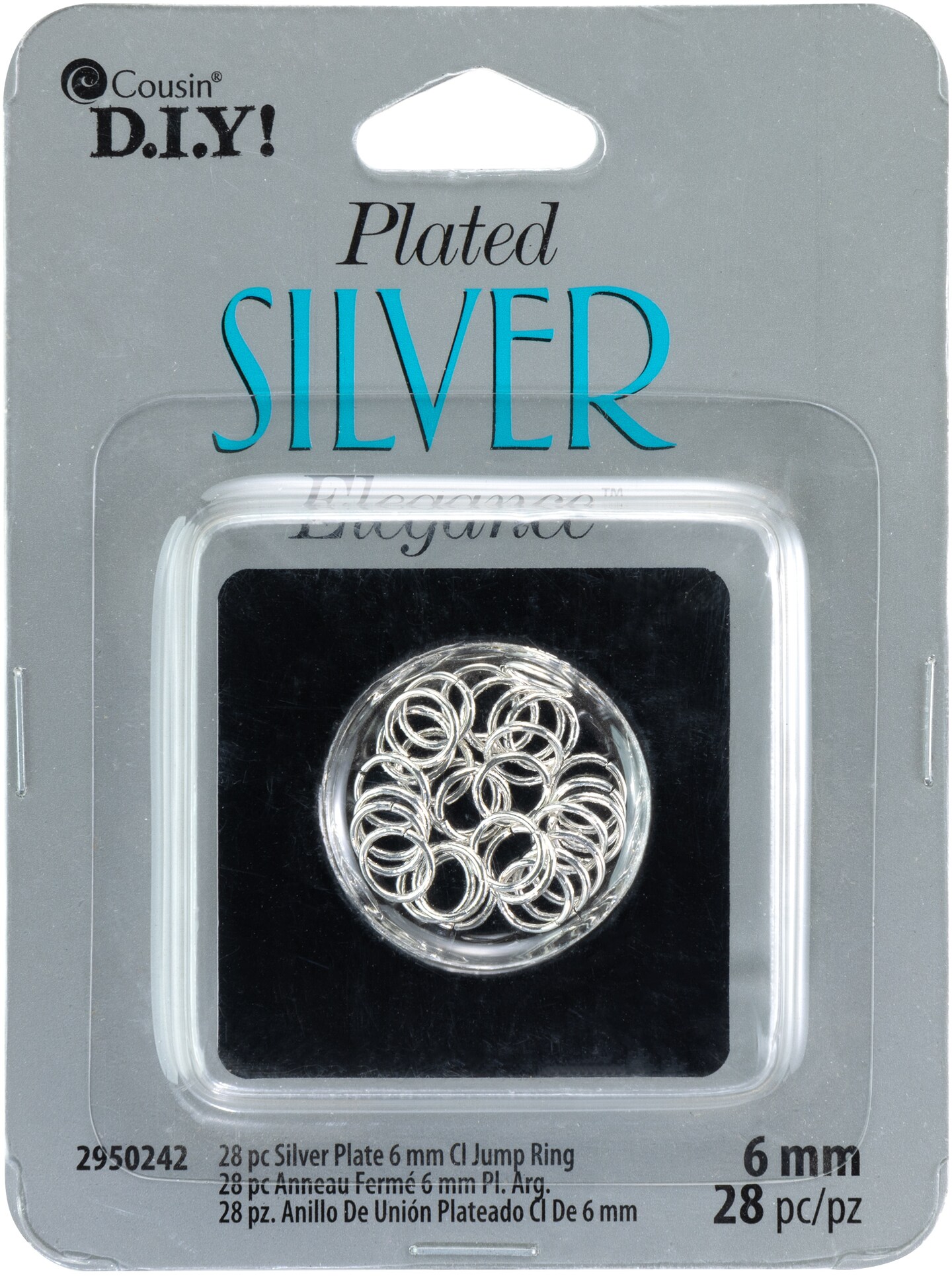 CousinDIY Plated Silver Elegance Metal Findings-Closed Jump Rings 6mm 28/Pkg