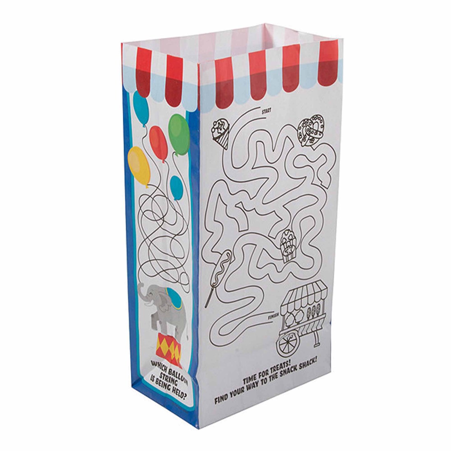 Medium Carnival Activity Paper Treat Bags 5&#x22; x 3 1/4&#x22; x 10&#x22;
