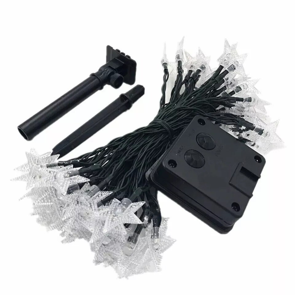 Christmas Solar Star String Lights 16.4FT 50LED Outdoor Solar Patio Lights