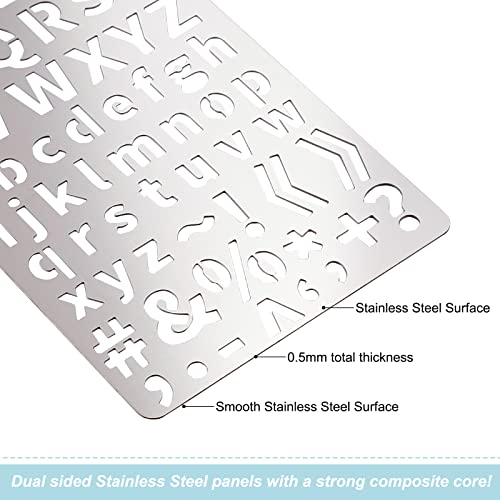 4 Pieces 4x7 Inch Metal Engraving Stencils Letter Number Metal Stencils for Wood Carving, Drawings and Woodburning, Engraving and Scrapbooking Project