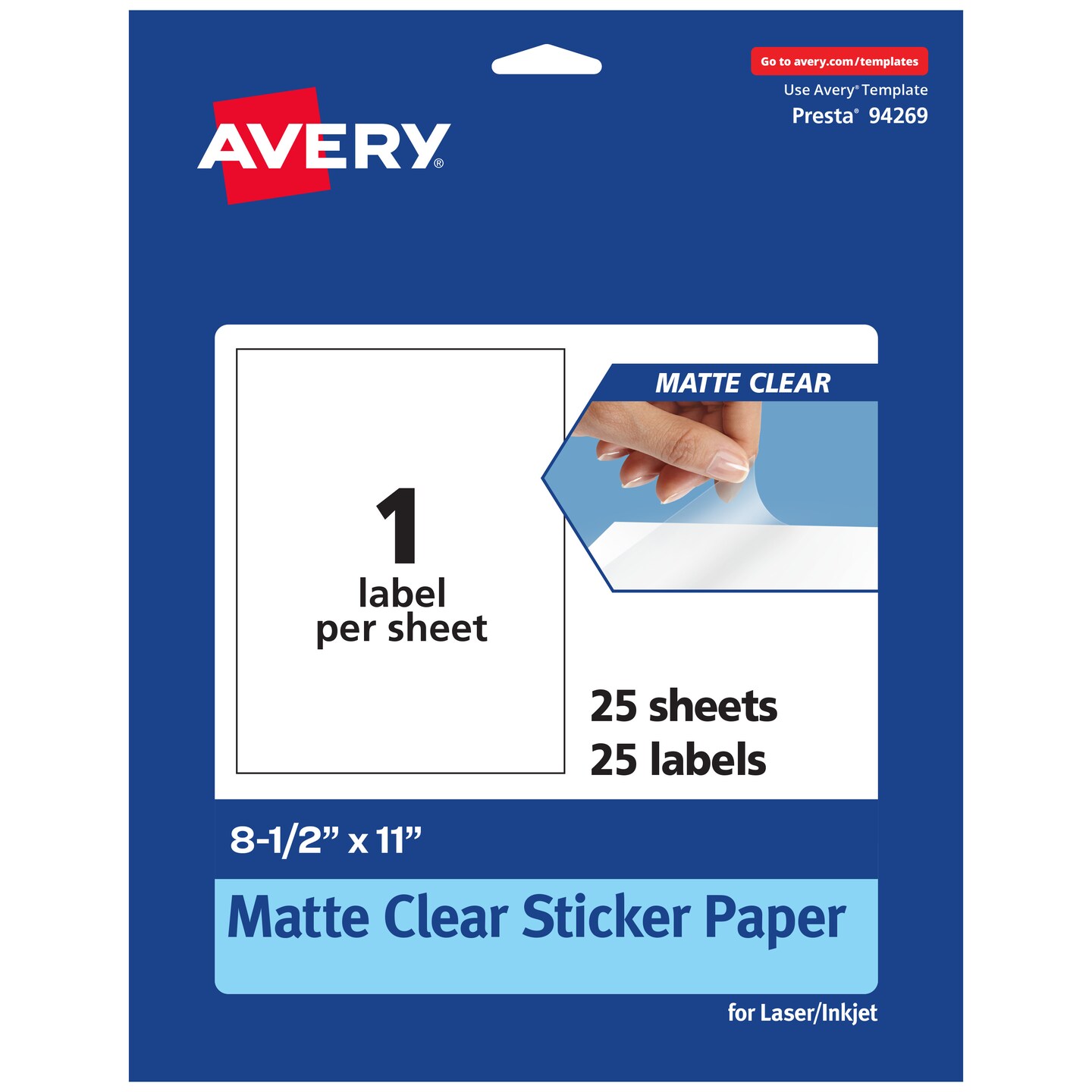 Avery Matte Clear Sticker Paper,  8-1/2&#x22; x 11&#x22; Rectangle