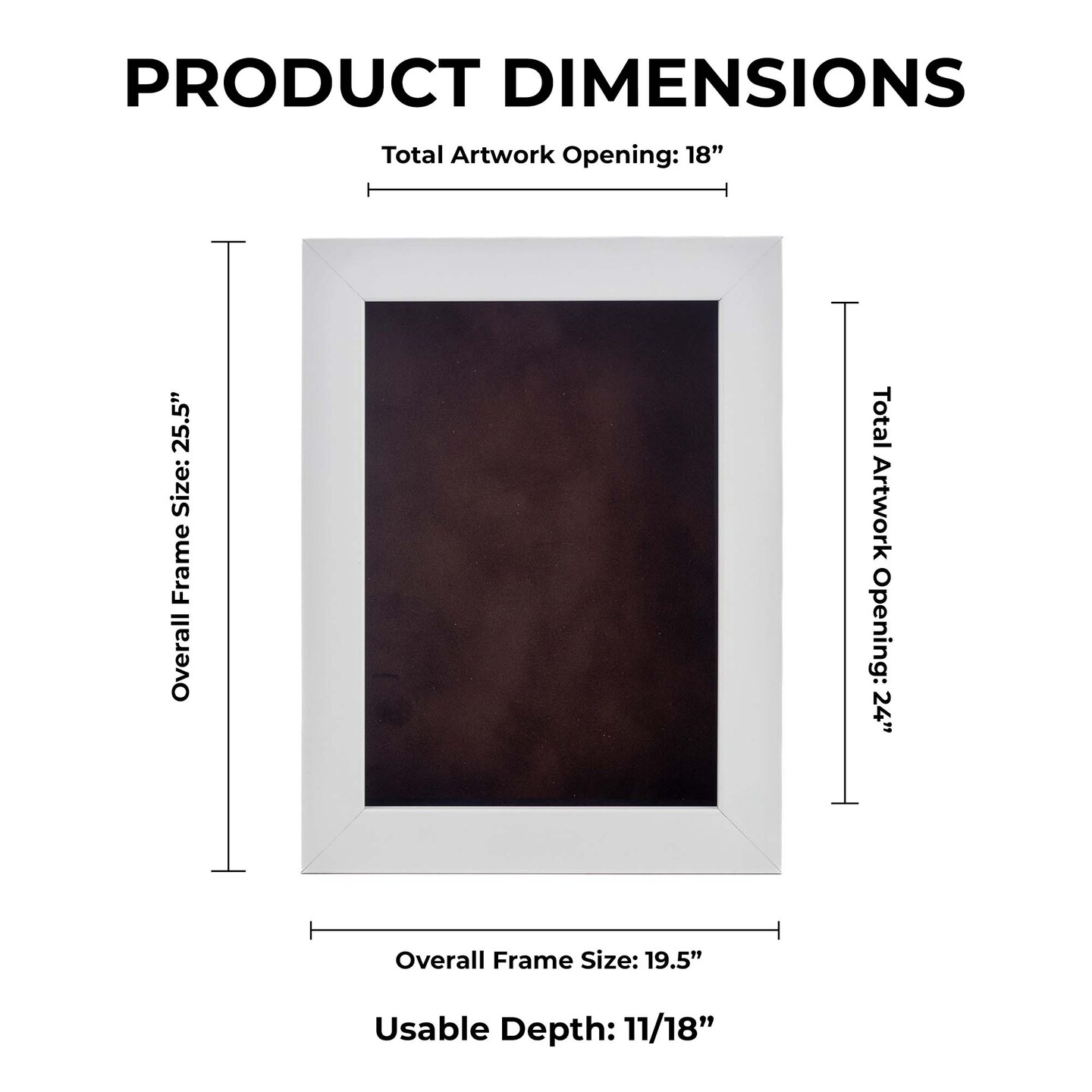 Classic White Wood Shadown Box Frame with Acrylic Front - Brown Suede Backing, 30 Sizes