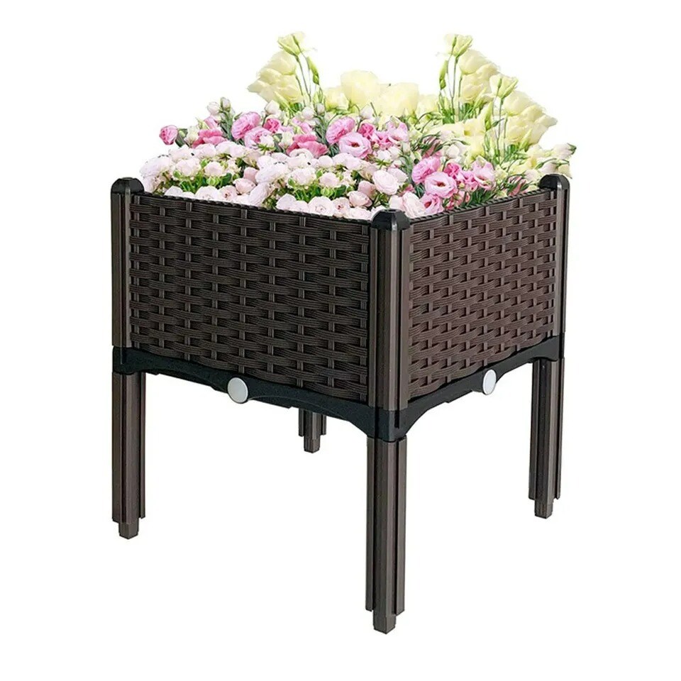 Bed Raised Garden Planter Vegetable Flower Wooden Box Pot Herb Outdoor Yard