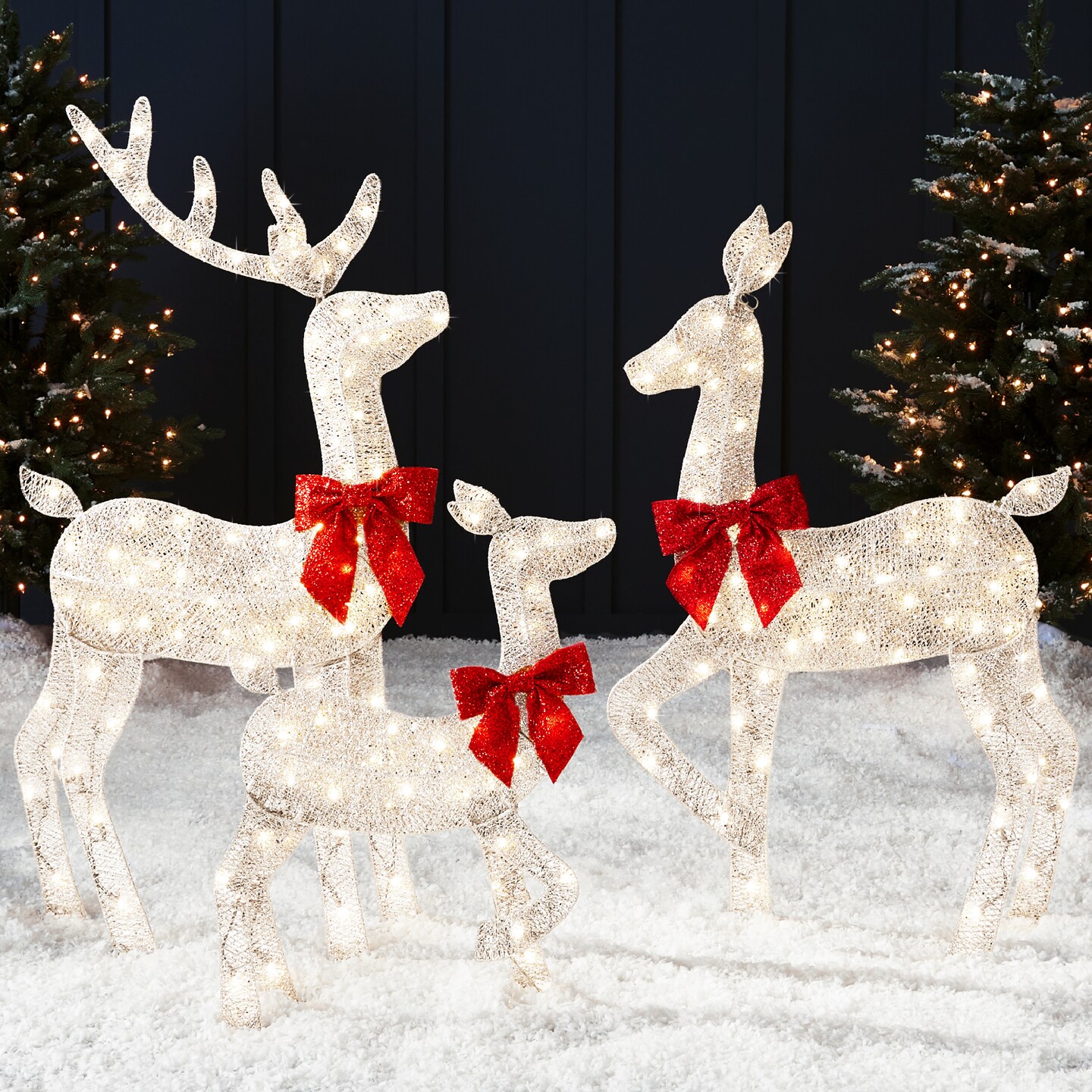 Best Choice Products 4ft 3-Piece Lighted 2D Christmas Deer Set Outdoor Yard Decoration w/ 175 LED Lights, Stakes