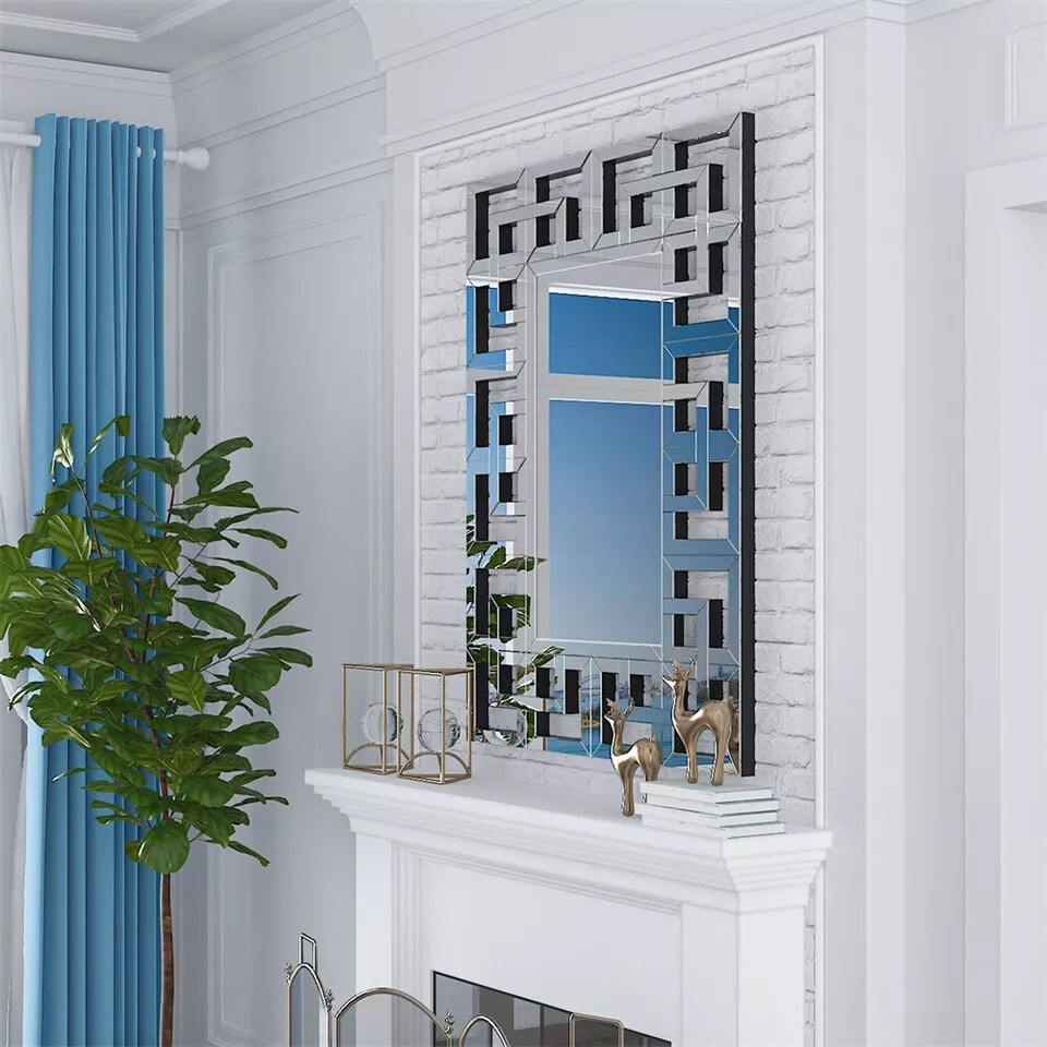 Decorative Large Rectangle Mirror for Wall Grecian Venetian Mirror HD Anti-Rust