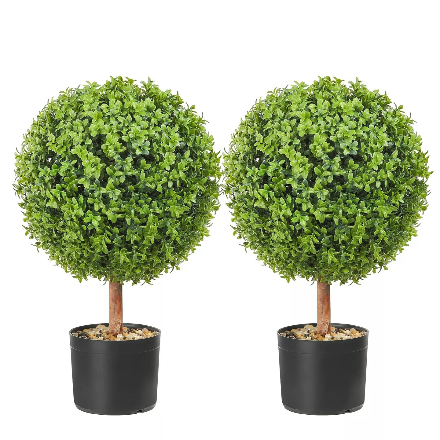 2 Pack 2&#x27; Artificial Topiary Ball Tree Faux Plant UV Indoor Outdoor Home Decor