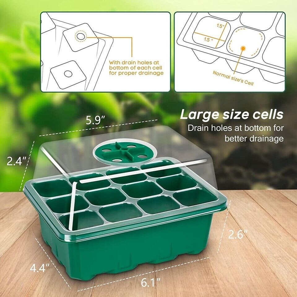 5Pack Seed Starter Tray Plant Starter Kit with Domes Greenhouse Germination Kit