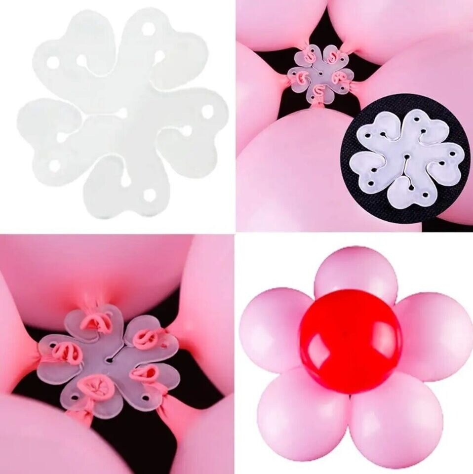 50-Pack Flower Shape Balloon Clips for Weddings &#x26; Parties, Portable Holder Decor