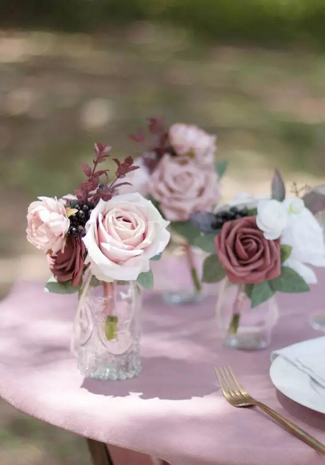 Glass Bud Vases for Flowers Small Clear Bud Vases for Centerpieces Mini Glass - image8