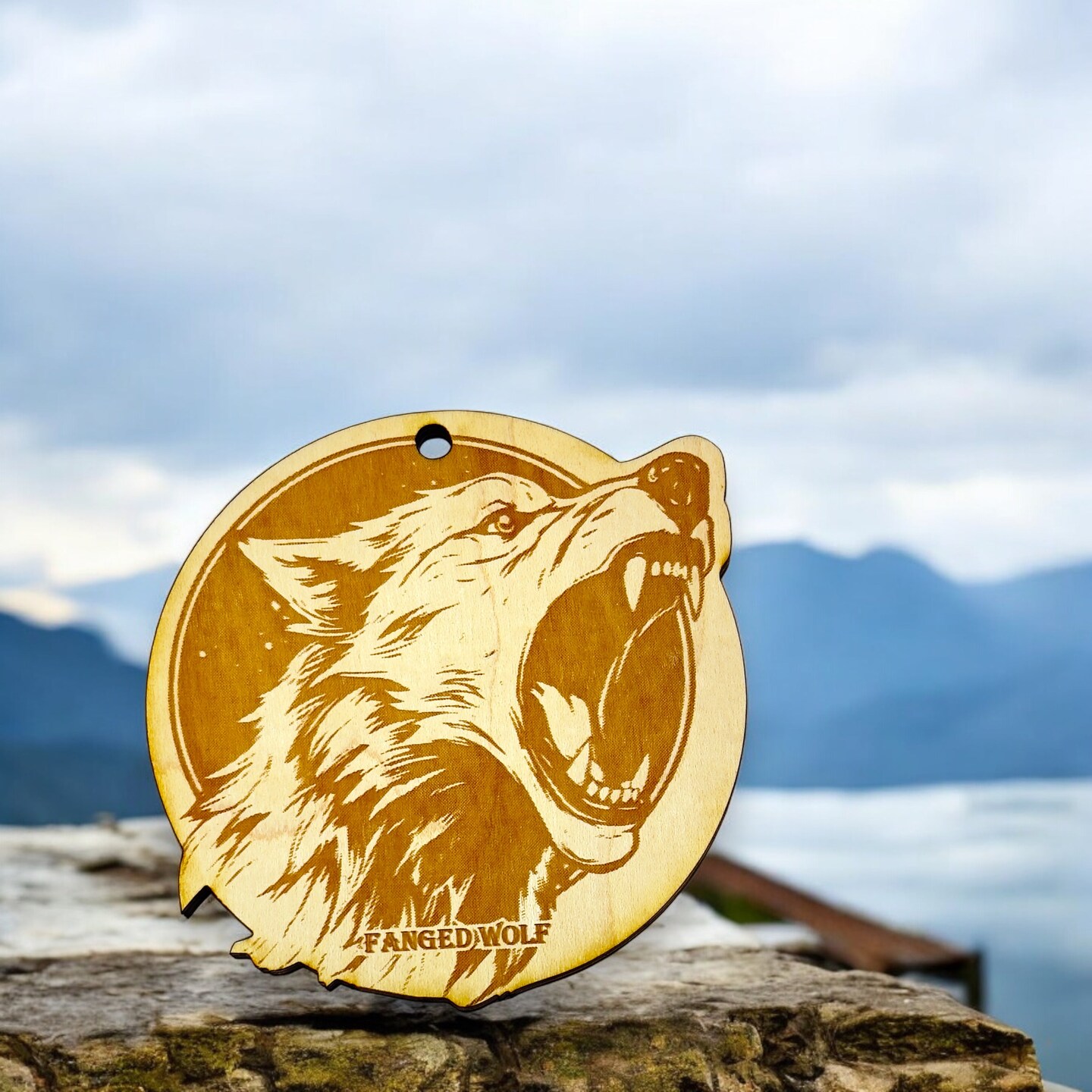 Ornament - Fanged Wolf Raw Wood Ornament - Fanged Wolf Raw Wood