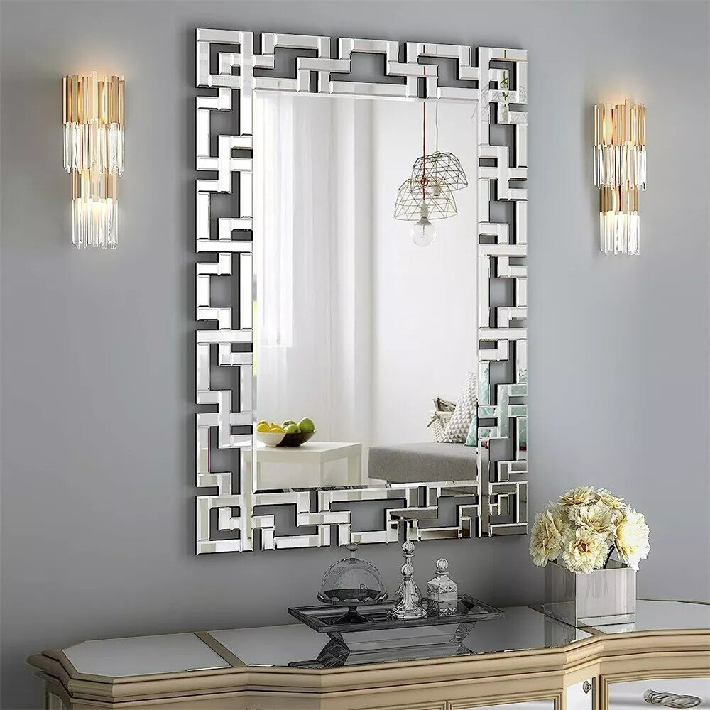 Decorative Large Rectangle Mirror for Wall Grecian Venetian Mirror HD Anti-Rust