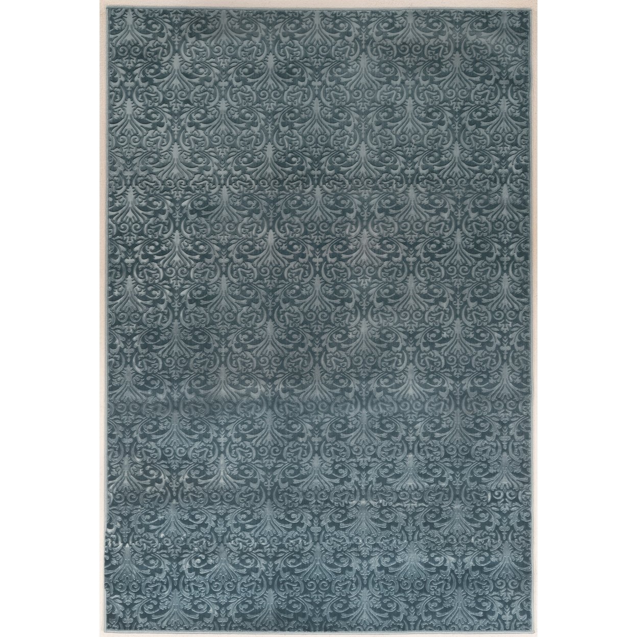 Evolution Damask Stripe Rug Blue 5X76 Polyester Low Pile