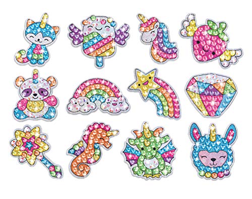 12 Pieces Creativity for Kids Big Gem Diamond Painting Kits: Magical Stickers and Suncatcher DIY Kit - Diamond Art for Kids, Unicorn Gifts for Girls Ages 6-8+