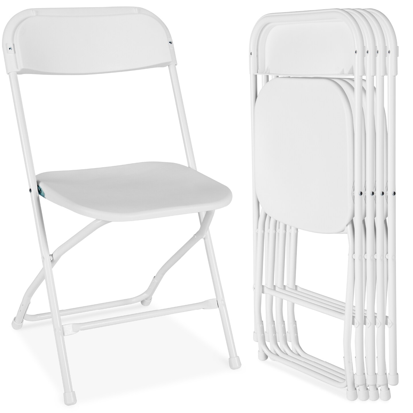 Best Choice Products Set of 4 Folding Stacking Plastic Chairs w/ Non-Slip Feet, 350lb Capacity