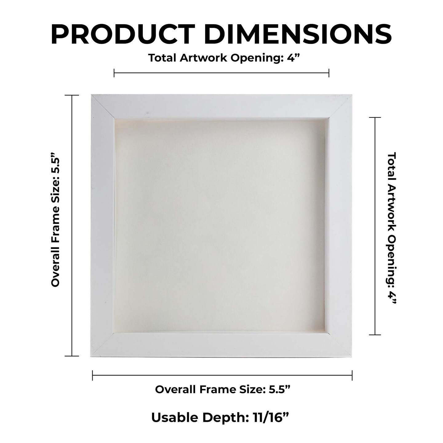 Classic White Wood Shadown Box Frame with Acrylic Front - White Suede Backing, 30 Sizes