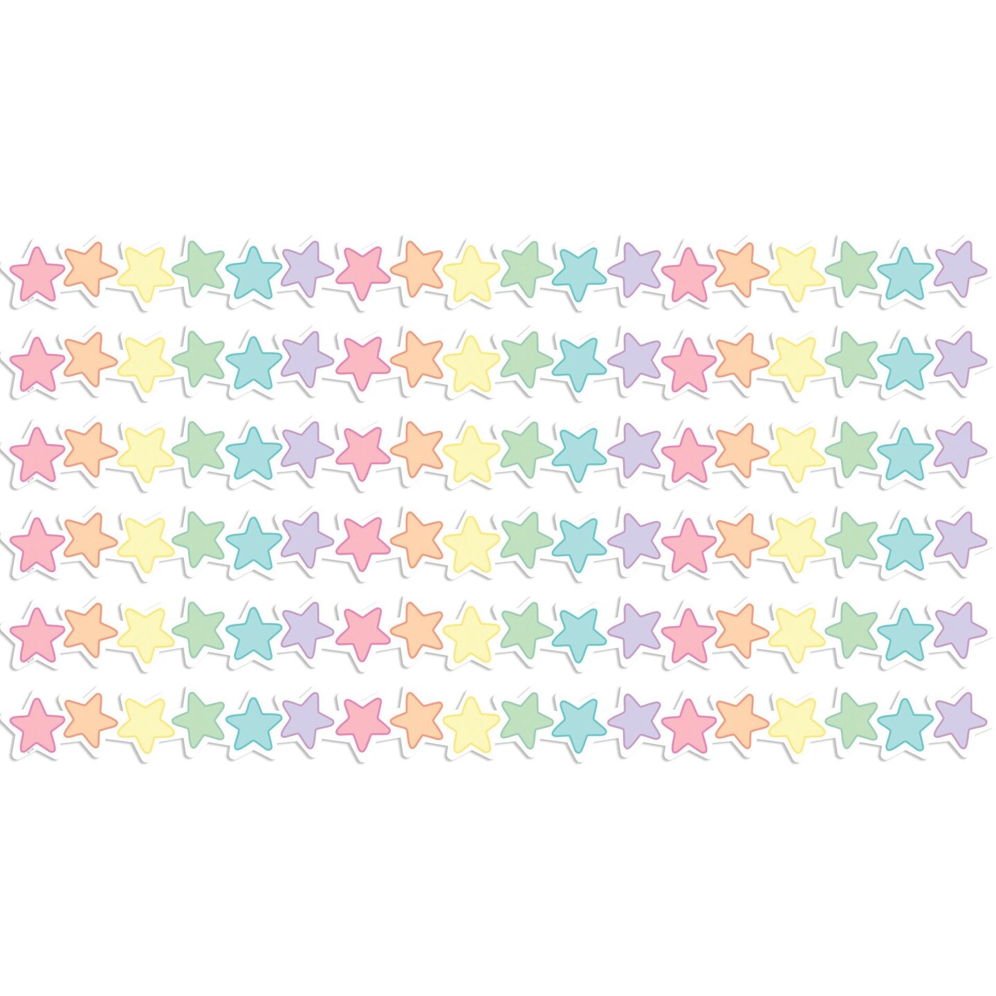 Pastel Pop Stars Die-Cut Border Trim, 35 Feet Per Pack, 6 Packs