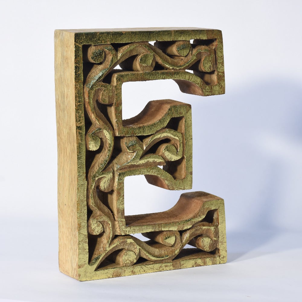 Handmade Eco-Friendly Gold Wooden Alphabet Letters For Wall Mount Decor Bbh Homes
