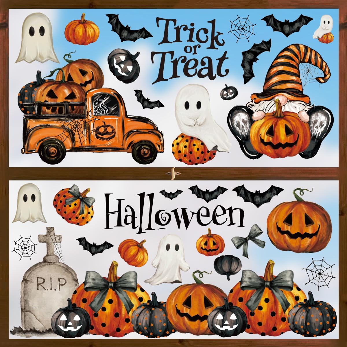 83 Pieces Halloween Window Cling Sticker, Ghosts Pumpkins for Home Party Supplies Shop Window Glass Display Decoration