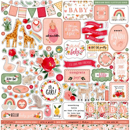 Echo Park Welcome Baby Girl 12 x 12 Cardstock Stickers