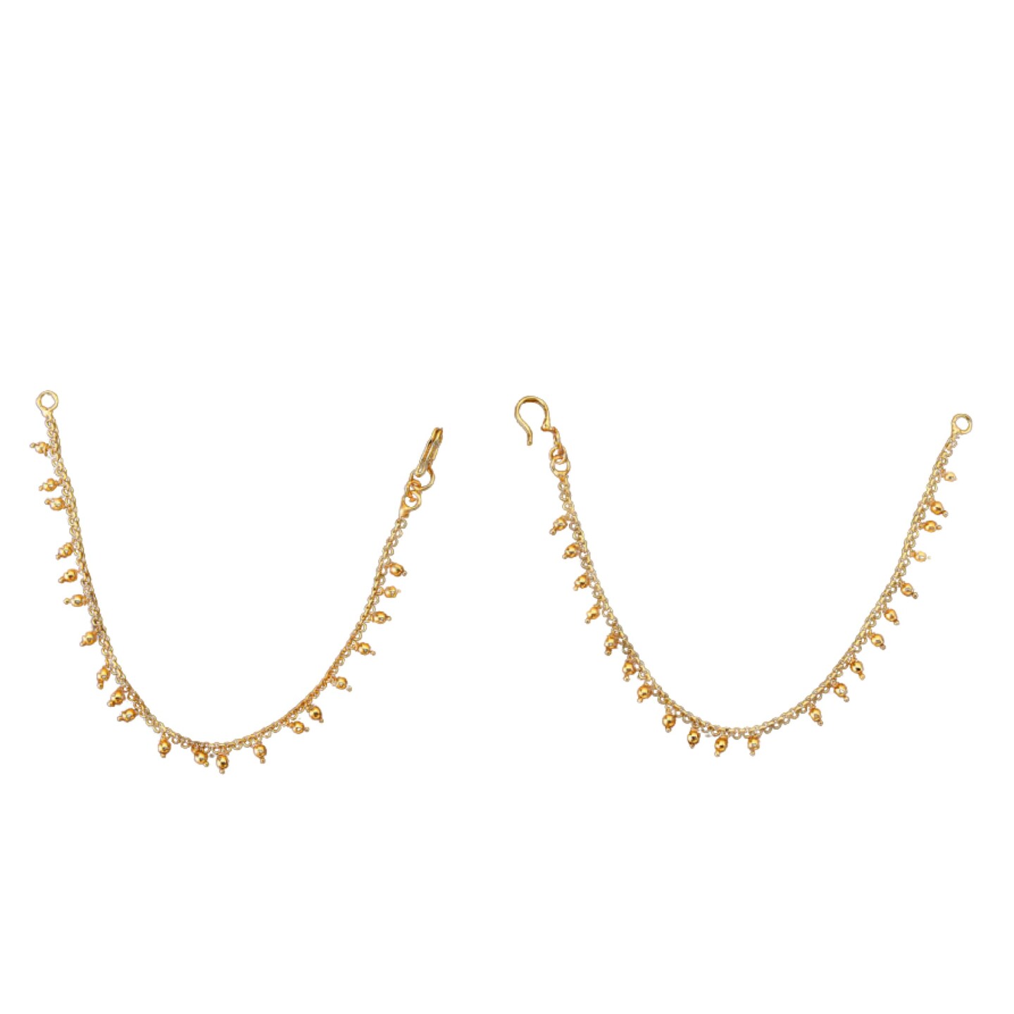 Indian Traditional Ear Chains for Women - Indian Jewellery for Earring Support Long Gold Tone Earring Chain Ear to Hair Chain Jewelry Faux Pearl Hair Accessory Bridal Jewelry for Wedding